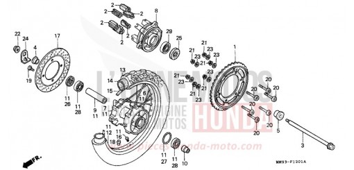 REAR WHEEL (XL600VM/VN/VP/VR) XL600VM de 1991